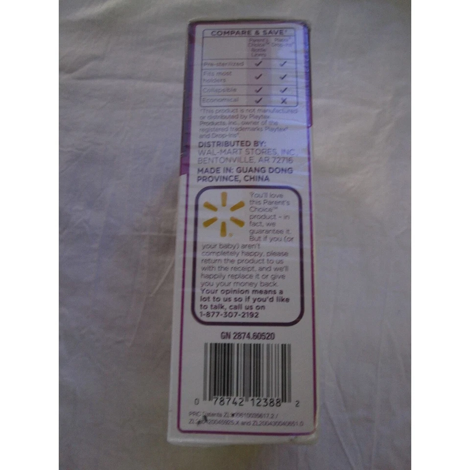 NUEVO Forros para botellas Parent's Choice sin BPA 4 fl oz 100 unidades 0+ meses enfermeras Foto 2 de 4