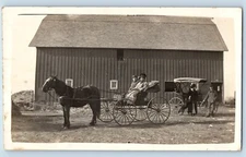 Ionia Iowa IA Postcard RPPC Photo Couple Riding Horse And Carriage c1910's