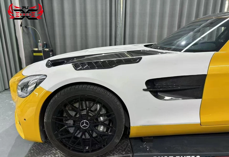 Parachoques delantero de fibra de carbono seco apto para Mercedes Benz AMG GT GTS GTC guardabarros lateral Foto 3 de 4