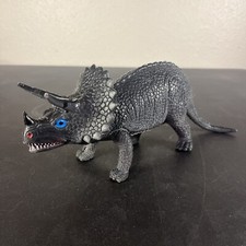Retro Plastic Dinosaur Triceratops Blue Eyes 
