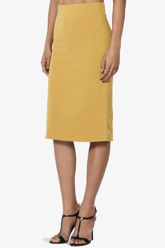 Thick Ponte Stretch Knit High Waist Knee Length Pencil Midi Skirt Casual Office - Picture 71 of 80