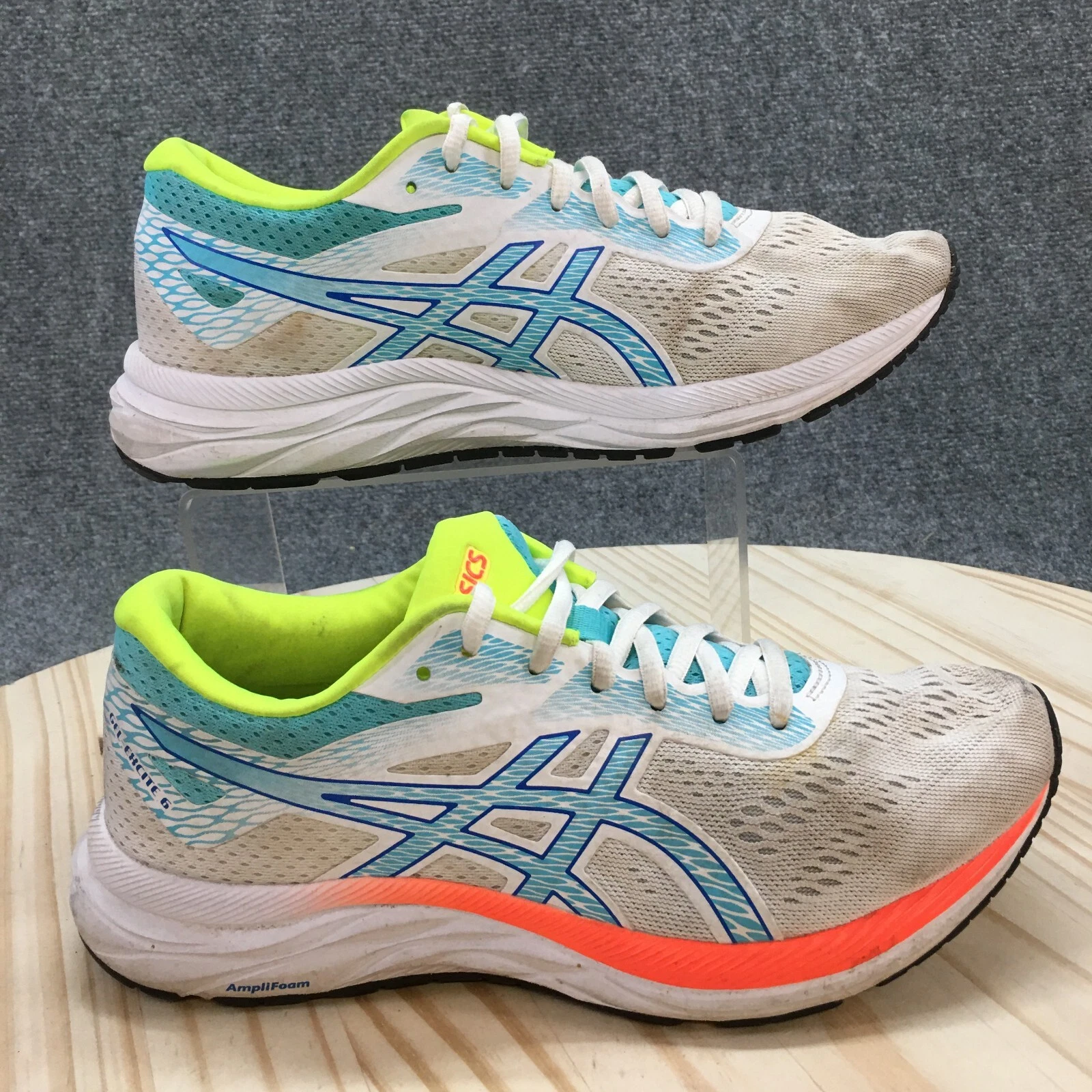 Scarpe Asics donna 8 5 Gel Excite 6 scarpe da corsa piatte tessuto bianco stringate