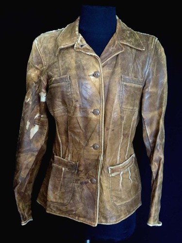 Particolarmente Raro Vintage 1920'S -1930'S PENNY'S pelle Marrone Giacca Size M