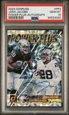Josh Jacobs PSA 10 Auto 2023 PANINI POWER PLUS LV Raiders Green Bay Packers /25