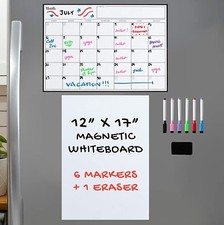 Magnetic Dry Erase Whiteboard and Calendar Bundle for Fridge: 2 Boards Included