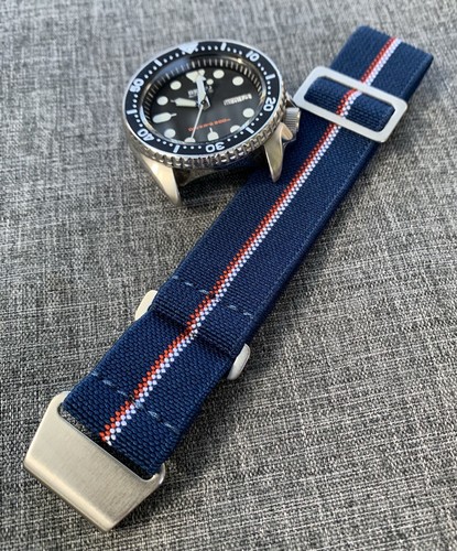 Marine Nationale MN Watch Strap Blue Orange White 316L Steel - 18mm/ 20mm/22mm - Picture 5 of 6