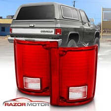 1973-1991 Fit Chevy GMC Blazer Suburban Pickup Red Tail Lights w/o Chrome Trim