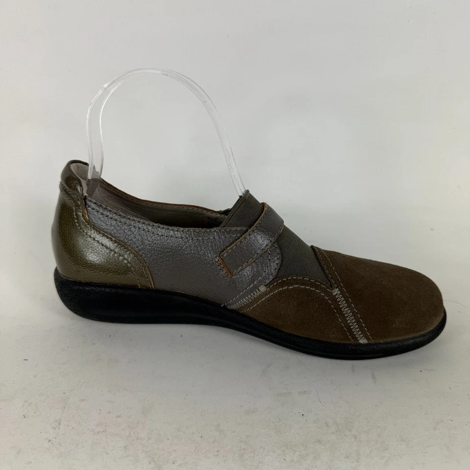 Zapato sin cordones Sanita Flossy Flats para mujer 8 marrón oliva punta redonda parte superior baja Foto 3 de 4