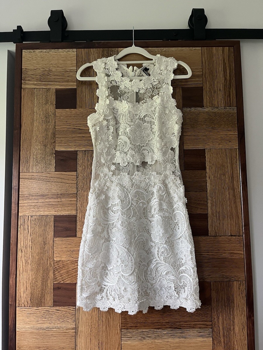 Topshop Structured Lace Bodycon Dress White | eBay