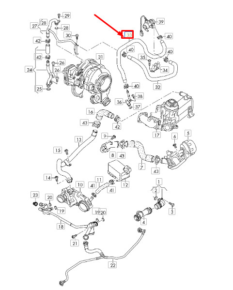 Durite d'alimentation de liquide de refroidissement moteur Audi Q7 4M 059121059P