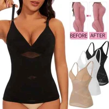 Women Tummy Control Shapewear Cami Top V-Neck Camisoles Smooth Body Shaper