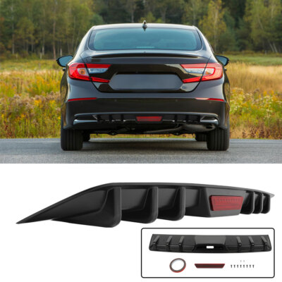 For Honda Accord Sport Sedan Fiber Rear Bumper Diffuser Matte Black Tail Light