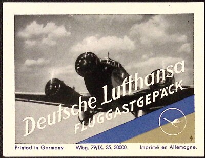 Deutsche Lufthansa German Airline Vintage Luggage Label 2.75 x 3.5''