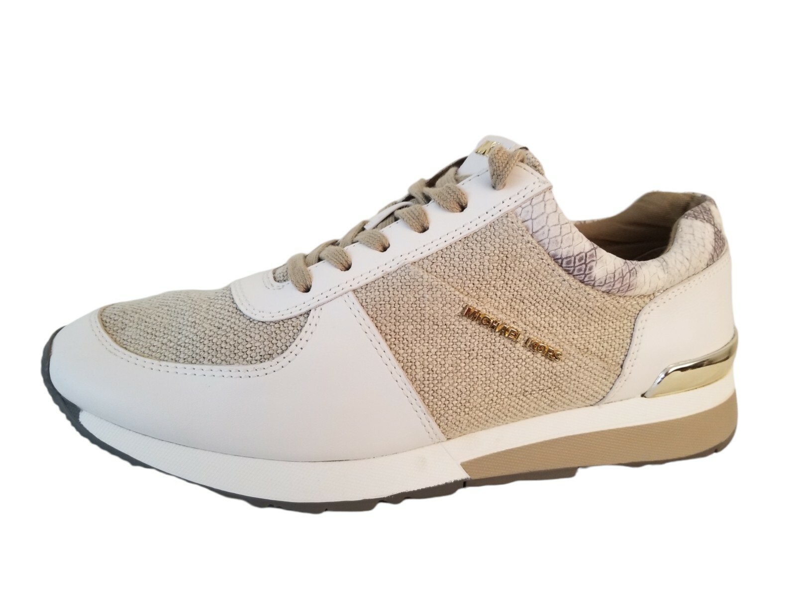 Michael Kors Allie Women's Shoes Trainer Fabric Leather Natural white Size 8.5 M thumbnail 4