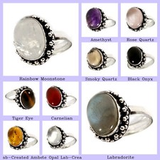 Birthday Gift For Her Natural Tiger Eye Gemstone Band Ring 925 Sterling Silver