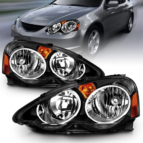 ANZO For 2002-2004 Acura Rsx Crystal Headlights Black - Picture 2 of 10