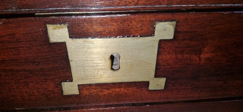LARGE ANTIQUE GEORGIAN CAMPAIGN ROSEWOOD BRASS WRITING SLOPE WITH KEY - Picture 5 of 13