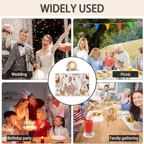 Cute Roosters Chickens Hen Placemats Set of 6, Waterproof Non-Slip Washable - Picture 8 of 8