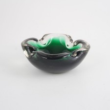 Murano Glas Vintage Aschenbecher grün / transparent Glas Studioglas