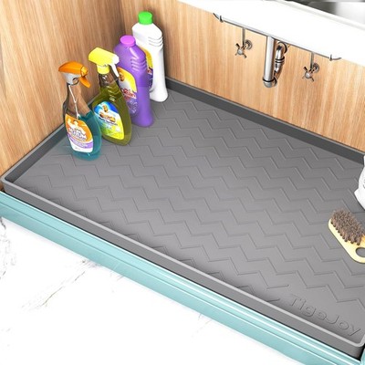 TigeJoy 34'' x 22'' Under Sink Mats for Kitchen Waterproof, Leak-Proof Silicone Ma
