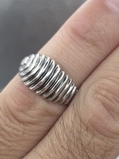 Vintage Sterling Silver Ribbed Ring Size 9.5