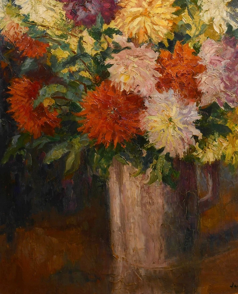 JACQUES GACHOT (1885-1954) STILLLEBEN BLUMEN ANTIK FRANZÖSISCHES ÖLGEMÄLDE - Bild 3 von 4