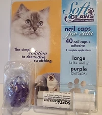 Cat Soft Claws nail caps Large Purple 14lbs And Up 40 ct. with adhesive