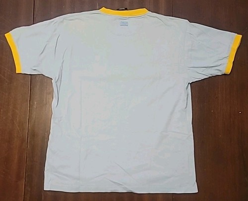 Vintage Y2K DrunknMunky Yellow Embroidered Logo Powder Blue Large T-Shirt - Picture 10 of 13