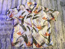 Paradise Found Shirt Mens XL White Bird Of Paradise Hawaiian Aloha Rayon Camp