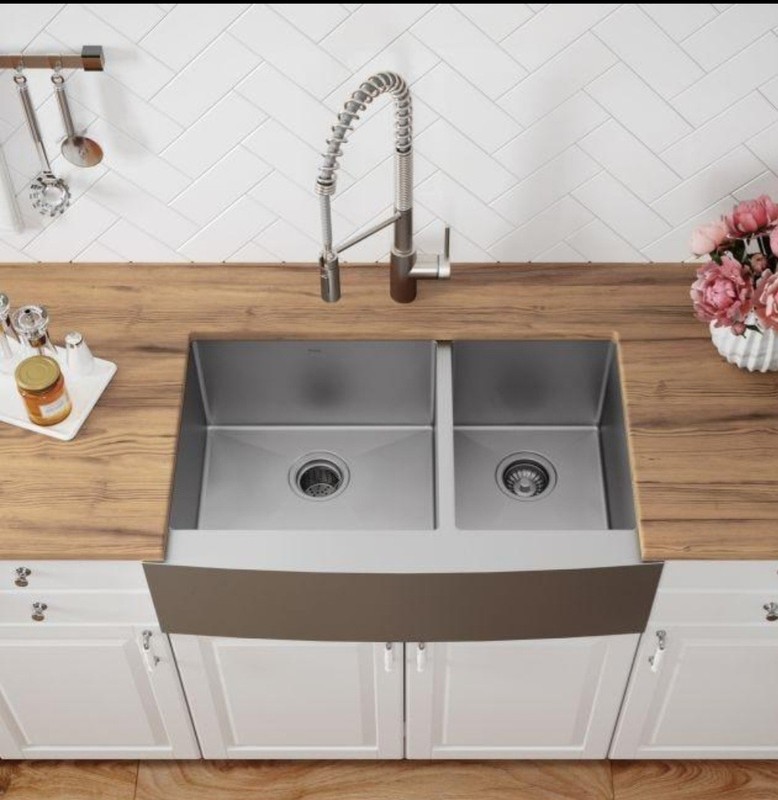 Dakota 33” Farmhouse Apron Front Sink DSZ-A5050 16 Gauge Stainless Double Bowl
