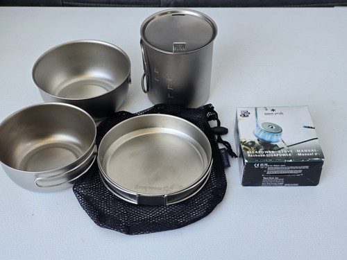 Snow Peak Titanium Cookware Camping Lot Mug Pot Bowl Pan GS-100 GigaPower Stove