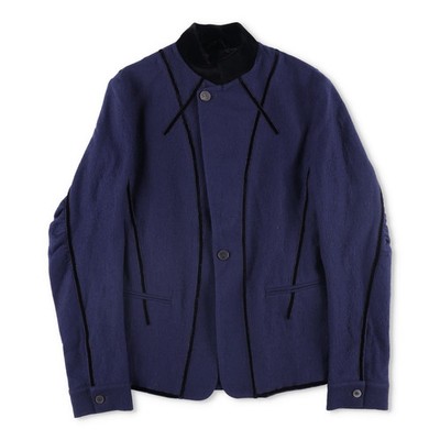 HAIDER ACKERMANN Herren Sakko blau Fleece Wollmischung Knopfverschluss UVP 1750