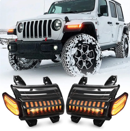 Clignotants et phares de jour à LED pour Jeep Wrangler JL noirs