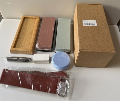 Knife Sharpening Stone Set, Professional 4 Side Grit 400/1000 3000/8000 Premi