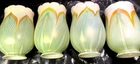 ANTIQUE 4 SHADES PULLED FEATHER AURENE IRIDESCENT TIFFANY QUEZAL STEUBEN ERA