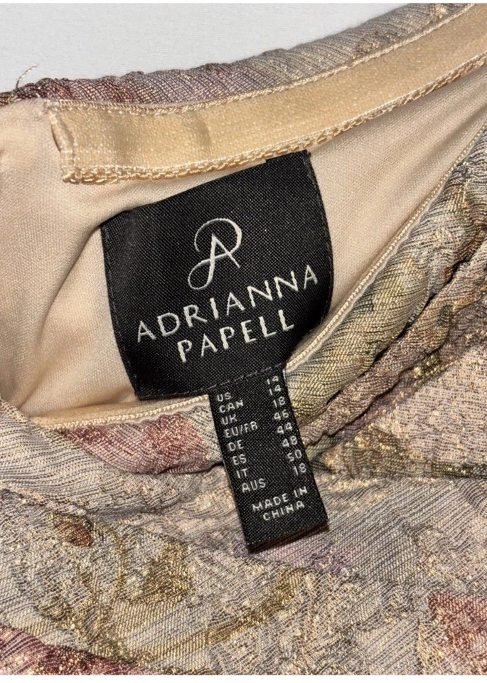 Adrianna Papell Women’s 14, Floral Vintage Look, Full Length Dress - Image 3 of 3