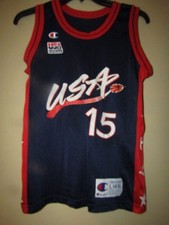 CHAMPION Hakeem Olajuwon #15 Dream Team USA Basketball Jersey YOUTH LARGE 14/16