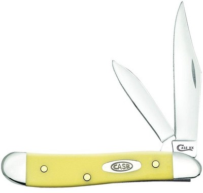 Case Yellow CV Peanut Pocket Knife Chrome Vanadium Steel 2 Blades