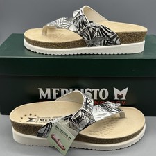 Mephisto Helen Women  s EU 35 US 5 Silver Jungle Leather Toe Thong Sandals NWT 