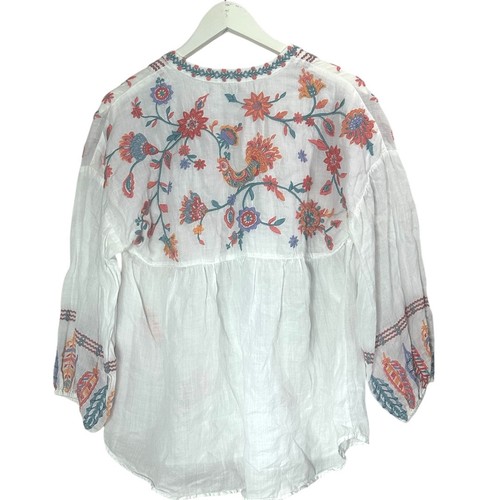 Johnny Was V-Neck Blouse Embroidered Boho Chic Women’s Small - Picture 6 of 10