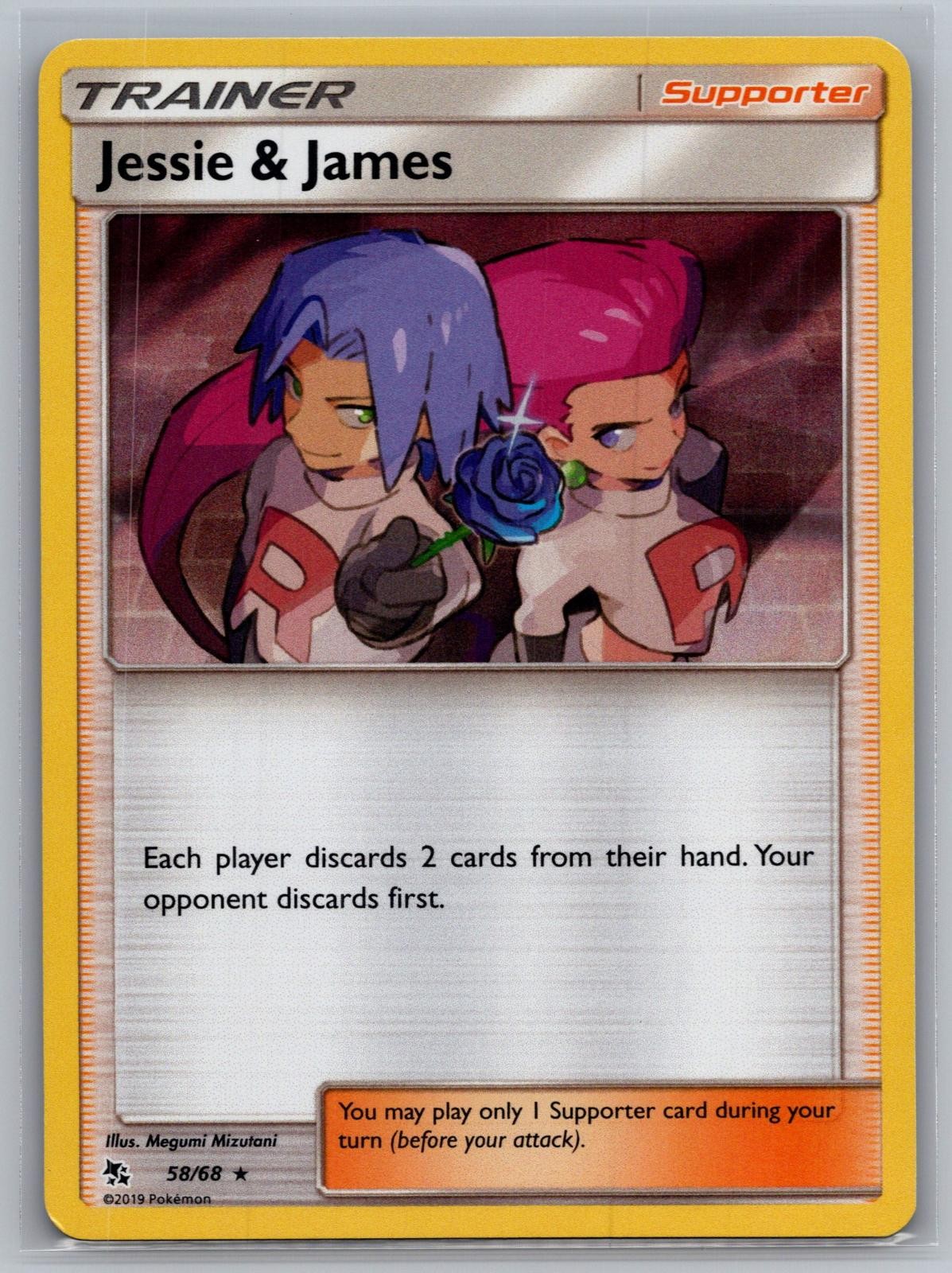 Jessie & James 58/68 Holo Rare Hidden Fates Pokemon Near Mint
