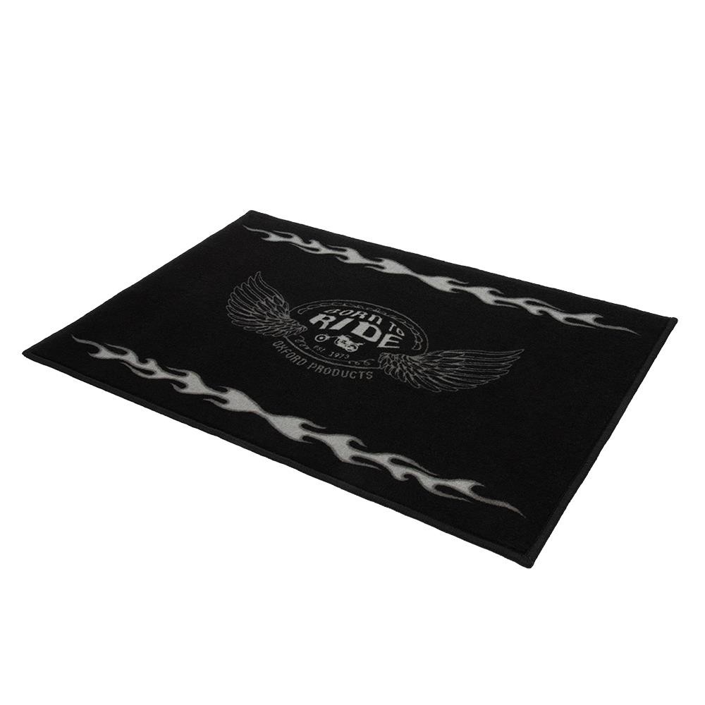 Oxford Flame Motorcycle Garage Door Mat Anti-Slip Indoor Entrance 90x60 cm