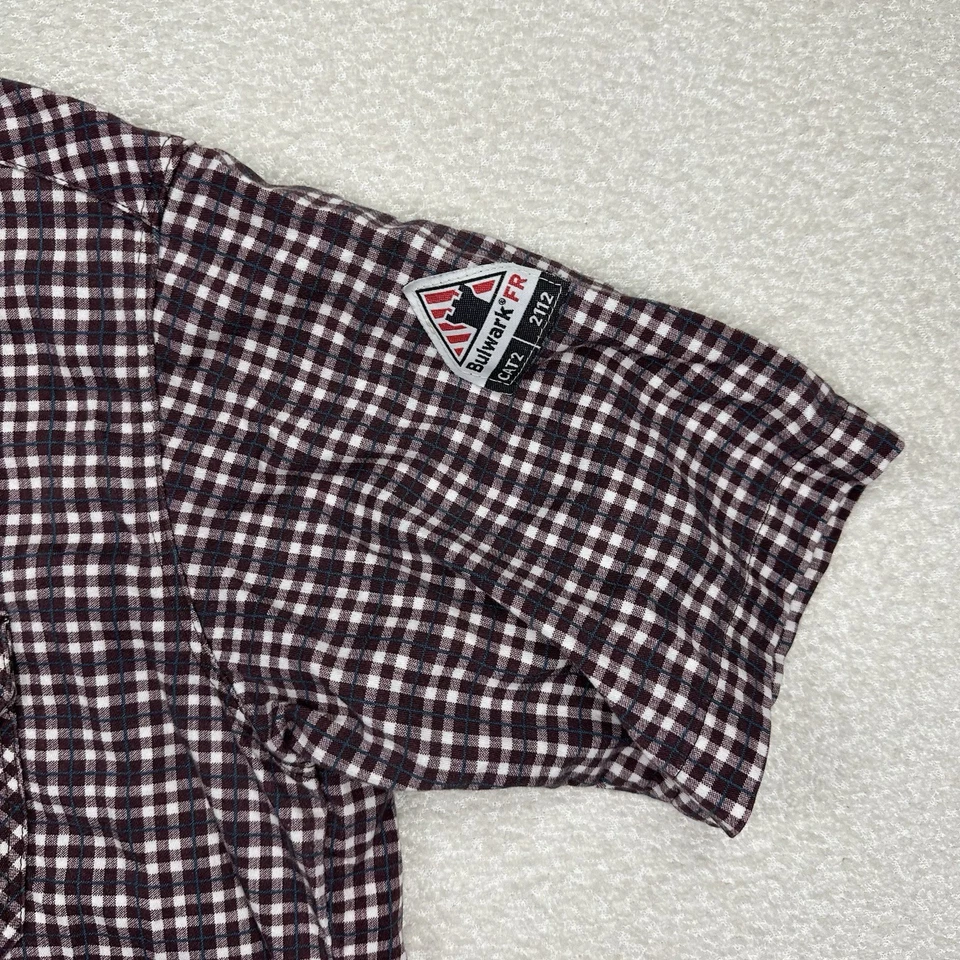 Camisa con botones Bulwark FR para hombre talla XL manga corta marrón ropa de trabajo a cuadros Foto 4 de 4