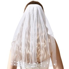 Bridal Bachelorette Veil with Comb Wedding Veils for Brides White Short Veil