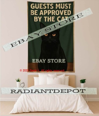 Guests Approved fabric tapestry Cat Humor poster 59X82 in
