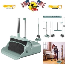 Heavy Duty Large Broom and Dustpan with Long Handle - Ideal for Indoor/Outdoor