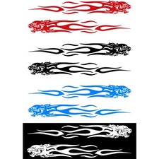 2Pcs Car Motorcycle Engine Hood Decoration Tiger Flame Totem Sticker Car Decals