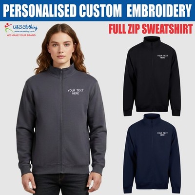 Personalised Mens RTX Pro Full Zip Sweatshirt Custom Text Embroidered Fleece Top