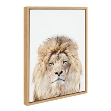 Kate and Laurel Sylvie Lion Stare Portrait Framed Canvas Wall Art by Amy Pete...