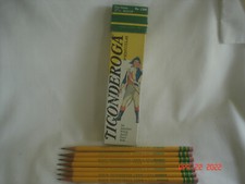 BOXED LOT 7 DIXON TICONDEROGA 1388 2 5/10 PENCILS Ethan Allen Flip Lid BOX USA